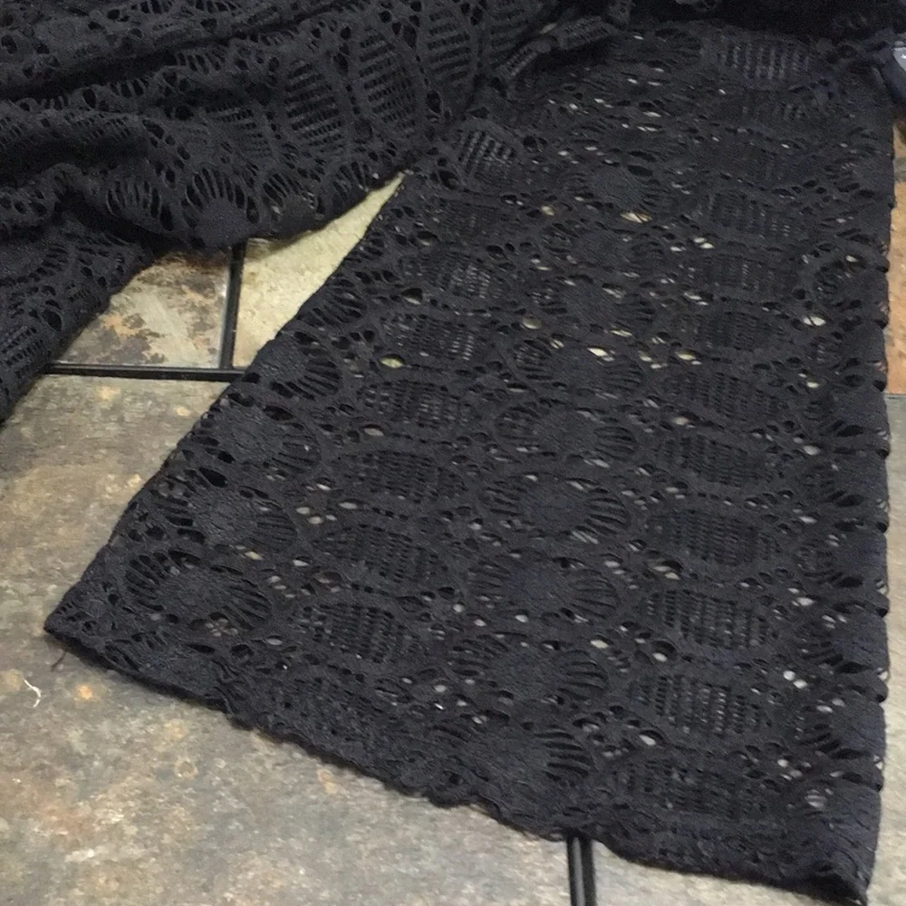 Green envelope, black lace coverup Pants. Size Large. Beach
